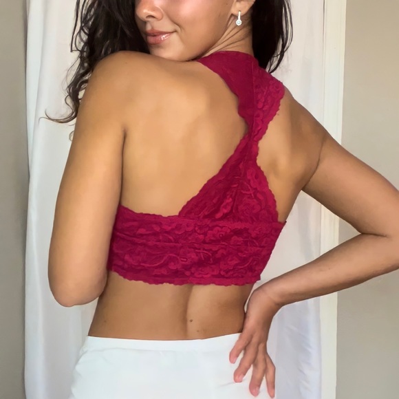 Wine Red Stretch Lace Bralette - Picture 1 of 3